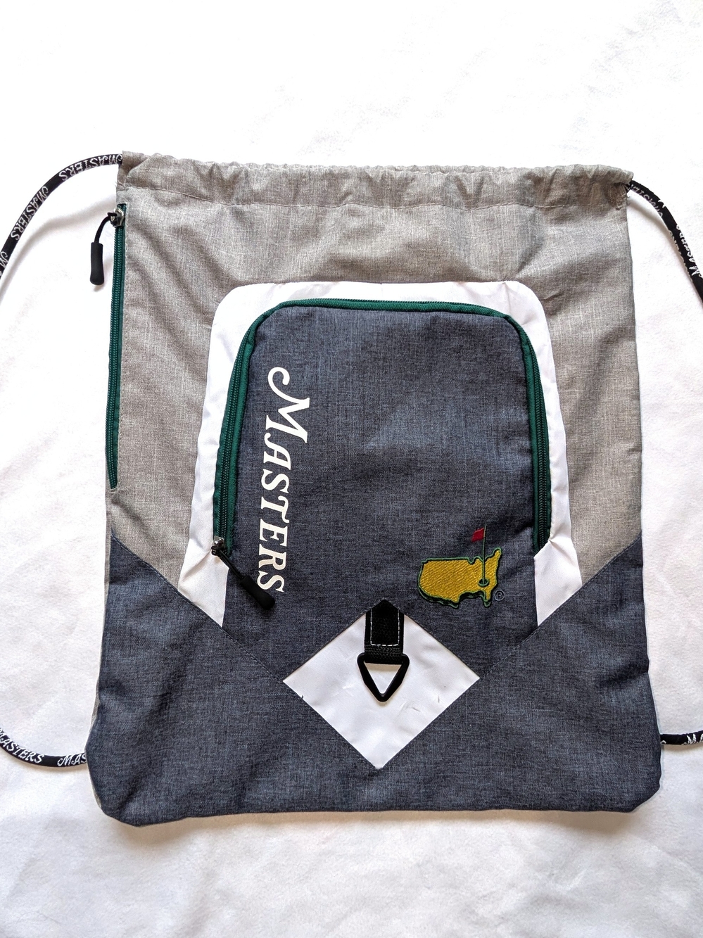 Official Masters Tournament Golf Grey Drawstring Cinch Backpack Bag